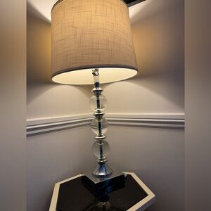 Crystal Globe Table Lamp with Beige Shade - Unbranded